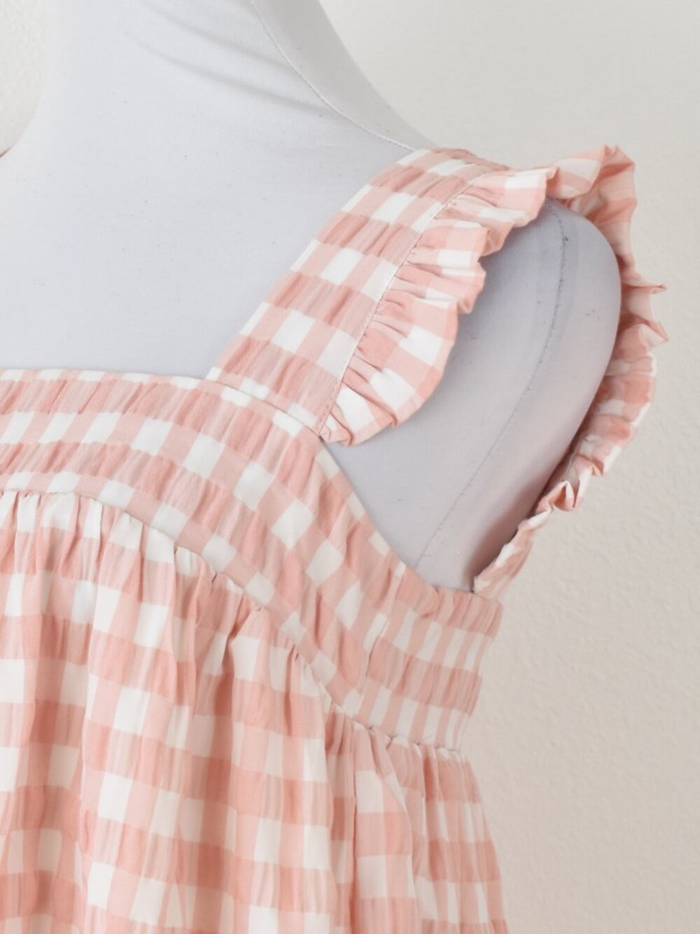 Storia Pink Gingham Babydoll Mini Dress NEW - M - Picture 3 of 10